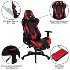 Flash Furniture X30 Gaming Chair Racing Office Ergonomic Computer Chair with Fully Reclining Back and Slide-Out Footrest in Red LeatherSoft