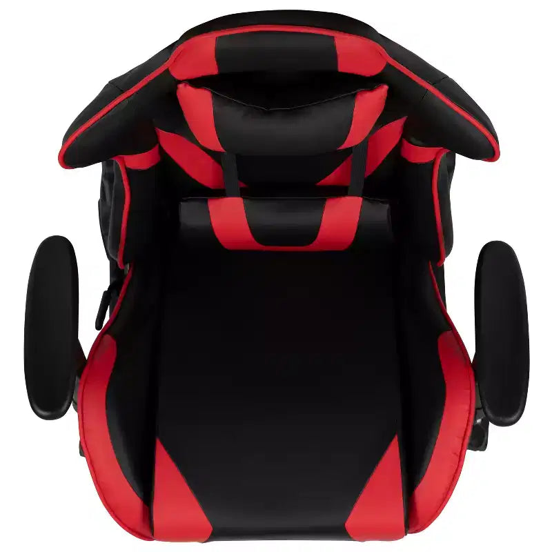 Emma and Oliver Racing Gaming Ergonomic Chair with Fully Reclining Back in Red LeatherSoft