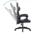 Chaise de jeu ergonomique MPM avec hauteur réglable, appui-tête et support lombaire pivotant, capacité de poids de 250 lb, pour le travail, les études et les jeux