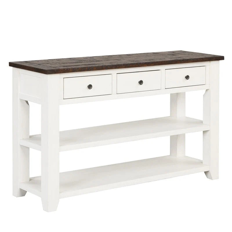 Wood Console Table with 3 Storage Drawers and 2 Shelves