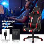 Costway Massage Gaming Chair Reclining Swivel Racing Office Chair w/Lumbar Support