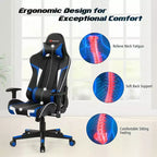 Costway Massage Gaming Chair Reclining Swivel Racing Office Chair w/Lumbar Support