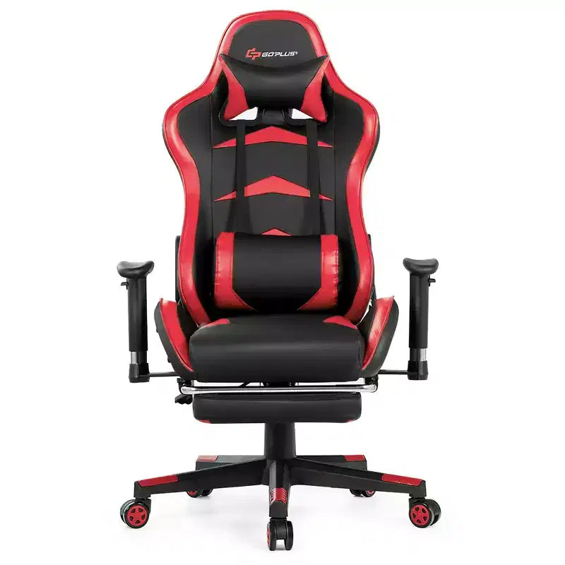 Costway Chaise de bureau gamer inclinable et pivotante avec repose-pieds de massage