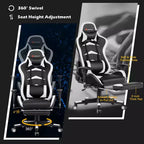 Costway Chaise de bureau gamer inclinable et pivotante avec repose-pieds de massage