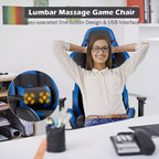 Costway Chaise de bureau gamer inclinable et pivotante avec repose-pieds de massage
