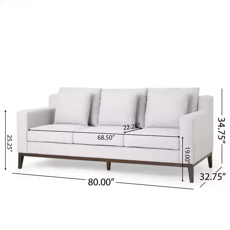 Elliston Contemporary Fabric 3 Seater Sofa with Accent Pillows - Christopher Knight Home