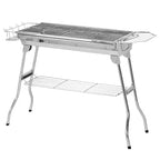 Barbecue portable au charbon Outsunny, barbecue d'extérieur pliant en acier inoxydable, barbecue pour le camping, les pique-niques et les voyages avec poêle, grille, étagères et crochets