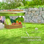 Barbecue portable au charbon Outsunny, barbecue d'extérieur pliant en acier inoxydable, barbecue pour le camping, les pique-niques et les voyages avec poêle, grille, étagères et crochets