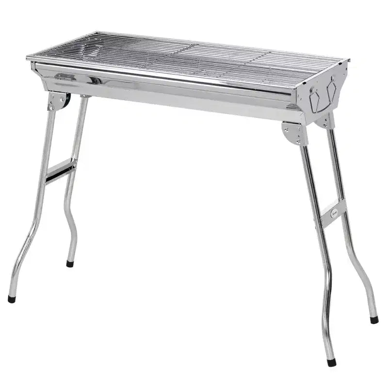 Outsunny Barbecue portatif pliable au charbon de bois en acier inoxydable