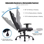 Chaise de bureau de jeu Costway Racing à dossier haut avec repose-pieds noir