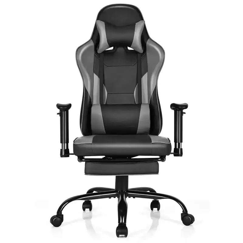 Chaise de bureau de jeu Costway Racing à dossier haut avec repose-pieds noir