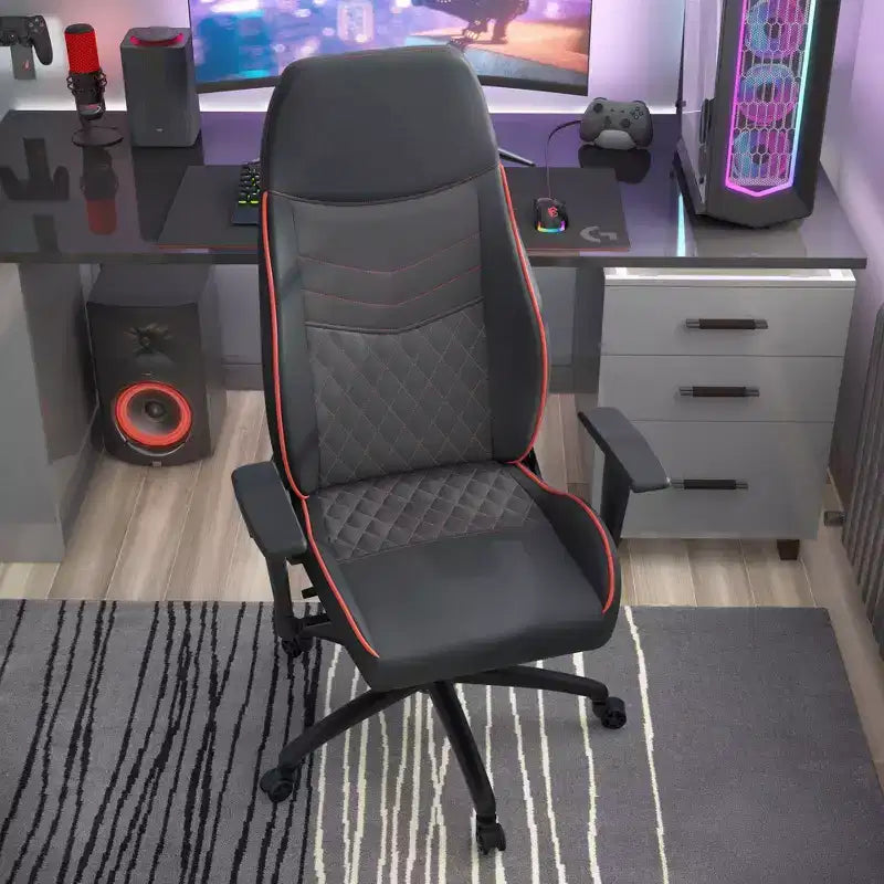 24/7 Shop At Home Ansar Diamond Stitched Faux Leather Gaming Chair