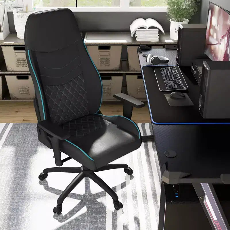24/7 Shop At Home Ansar Diamond Stitched Faux Leather Gaming Chair