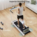 Costway Tapis Roulant Pliant 3-en-1 2.25 CV avec Support pour Tablette, Haut-Parleur, Télécommande, pour Maison et Bureau, Blanc