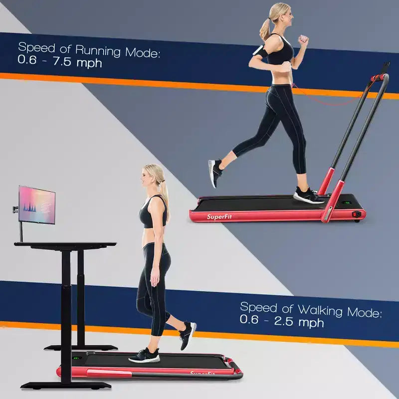 Tapis Roulant Pliable 2 en 1 Costway 2,25 CV avec Télécommande