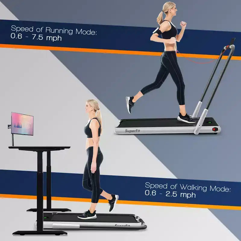 Tapis Roulant Pliable 2 en 1 Costway 2,25 CV avec Télécommande