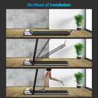 Tapis de course pliable ultra-plat Costway sans installation, machine de fitness avec 5 couches