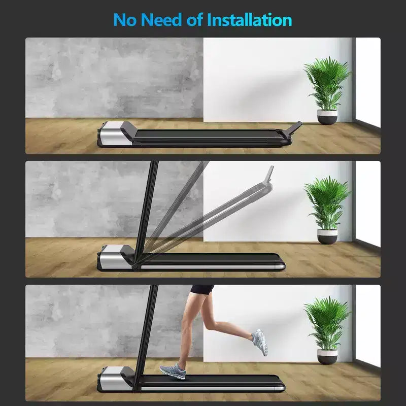 Tapis de course pliable ultra-plat Costway sans installation, machine de fitness avec 5 couches