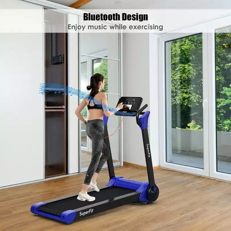 Costway 2.25HP Folding Electric Motorized Treadmill w/ Speaker White\Black\Blue