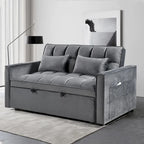 Modern Velvet Futon Loveseat with Reclining Backrest & Pockets, Seats 2 鈥?Dark Gray / Light Gray / Blue / Black
