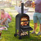 Four à pizza d'extérieur Costway, barbecue au feu de bois avec pierre à pizza et housse imperméable