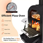 Four à pizza d'extérieur Costway, barbecue au feu de bois avec pierre à pizza et housse imperméable