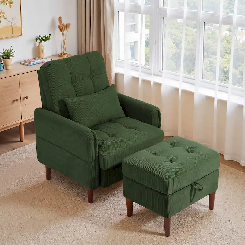UIXE Modern Lounge Chair Accent Chair and Stroage Ottoman With Adjustable Backrest