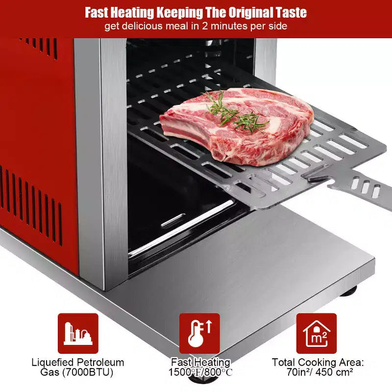 Barbecue à gaz infrarouge vertical en acier inoxydable Costway à brûleur unique pour grillades de steaks