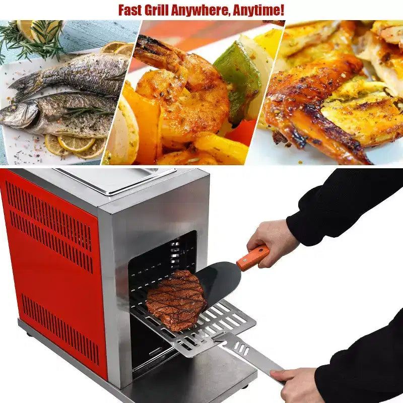 Barbecue à gaz infrarouge vertical en acier inoxydable Costway à brûleur unique pour grillades de steaks