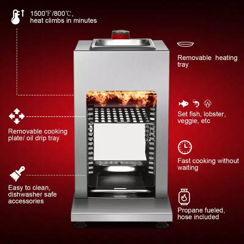 Barbecue à gaz infrarouge vertical en acier inoxydable Costway à brûleur unique pour grillades de steaks