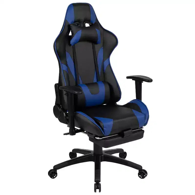 BlackArc Faux Leather Reclining Gaming Chair - Height Adjustable Pivot Arms, Pull-Out Footrest, Headrest & Lumbar Pillows