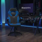 Chaise de jeu à dossier haut BlackArc en similicuir, siège pivotant réglable en hauteur et accoudoirs rembourrés relevables