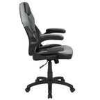 Chaise de jeu à dossier haut BlackArc en similicuir, siège pivotant réglable en hauteur et accoudoirs rembourrés relevables