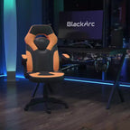 Chaise de jeu à dossier haut BlackArc en similicuir, siège pivotant réglable en hauteur et accoudoirs rembourrés relevables