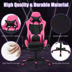 Costway Massage Gaming Chair Reclining Racing Office Computer Chair with Footrest White\Blue\Pink\Red