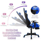 Costway Massage Gaming Chair Reclining Racing Office Computer Chair with Footrest White\Blue\Pink\Red