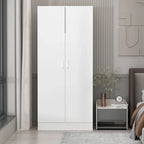 2-Door Wardrobe Armoires Freestanding Bedroom Armoire with Hanging Rod