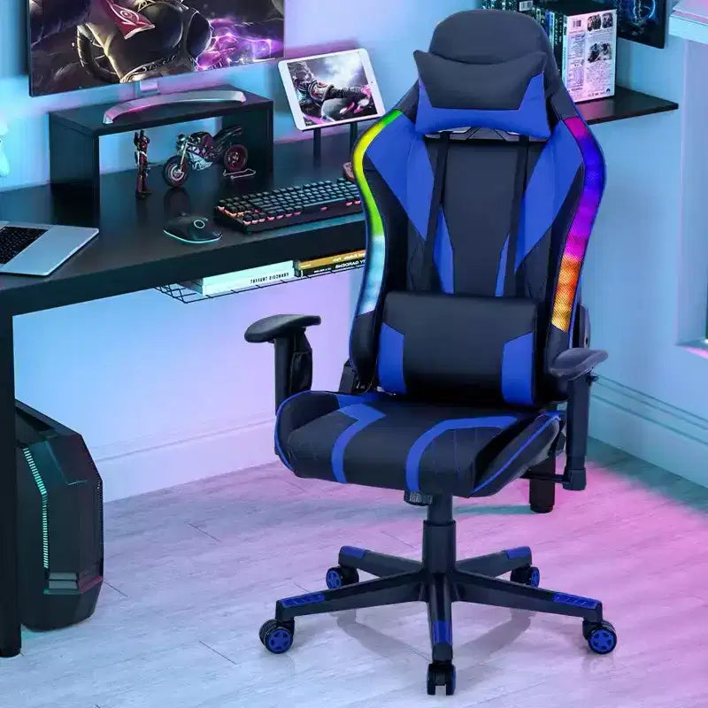 Costway Gaming Chair Adjustable Swivel Computer Chair w/ Dynamic LED Lights