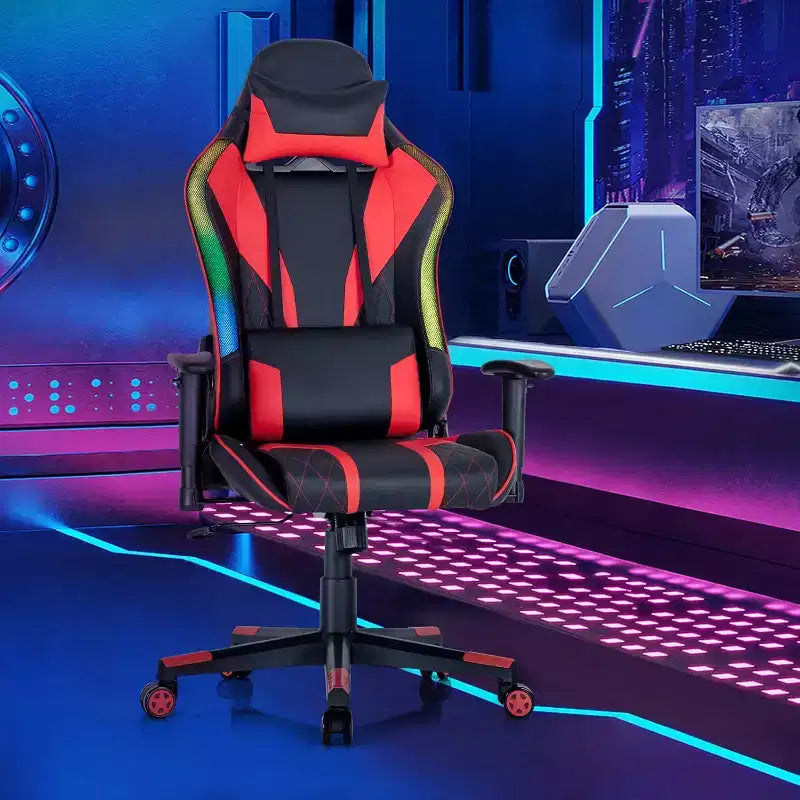 Costway Gaming Chair Adjustable Swivel Computer Chair w/ Dynamic LED Lights