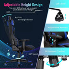 Costway Gaming Chair Adjustable Swivel Computer Chair w/ Dynamic LED Lights