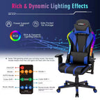 Costway Gaming Chair Adjustable Swivel Computer Chair w/ Dynamic LED Lights