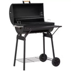 Outsunny Barbecue portable au charbon de bois 30 po en acier au carbone avec grille à charbon réglable, étagère de rangement et roues, pour le jardin, le camping et les pique-niques