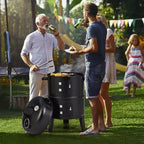 Costway3-in-1 Vertical Charcoal Smoker Portable BBQ Smoker Grill with Detachable 2 Layer