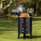 Costway3-in-1 Vertical Charcoal Smoker Portable BBQ Smoker Grill with Detachable 2 Layer