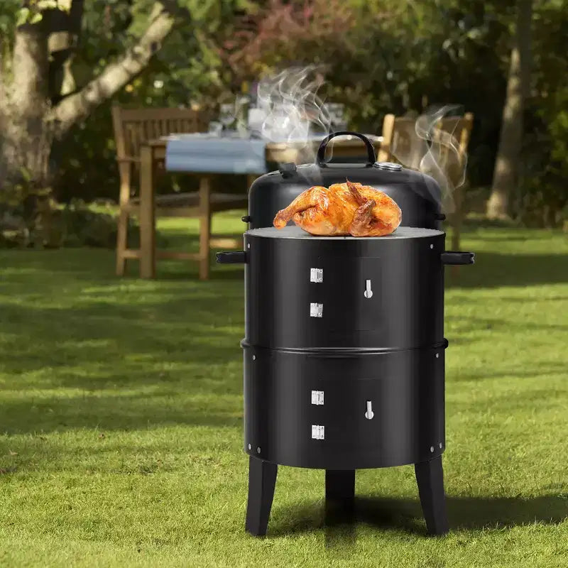 Costway3-in-1 Vertical Charcoal Smoker Portable BBQ Smoker Grill with Detachable 2 Layer