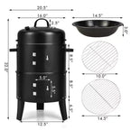 Costway3-in-1 Vertical Charcoal Smoker Portable BBQ Smoker Grill with Detachable 2 Layer