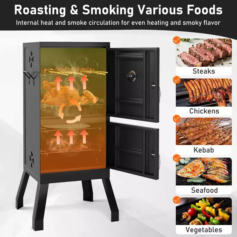 Costway 40'' Vertical BBQ Smoker w/Built-in Thermometer Adjustable Air Dampers for Party