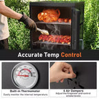 Costway 40'' Vertical BBQ Smoker w/Built-in Thermometer Adjustable Air Dampers for Party
