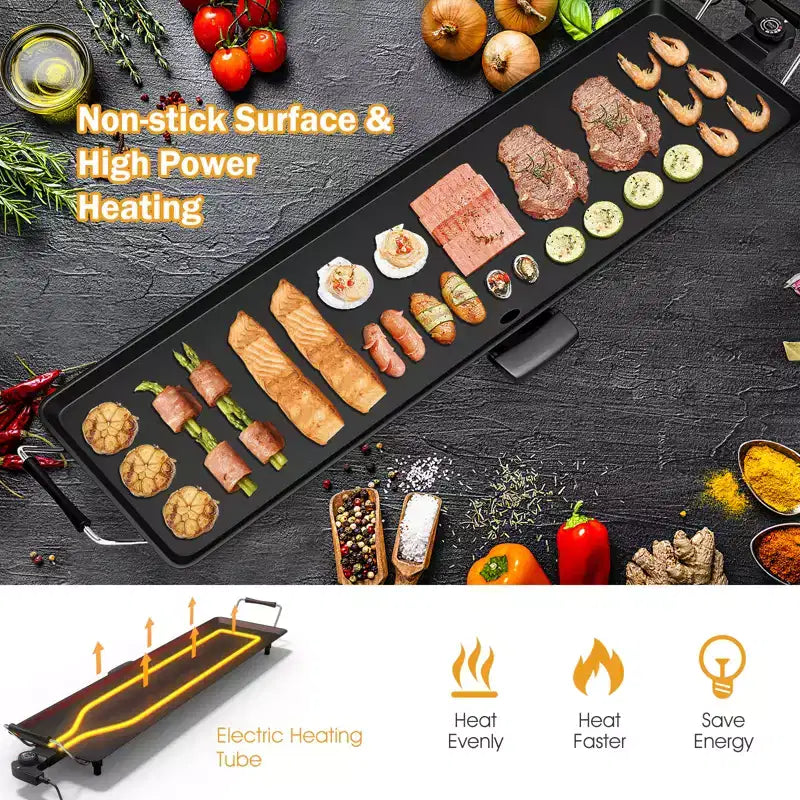 Costway Electric Teppanyaki Table Top Grill Griddle BBQ Barbecue Nonstick Camping