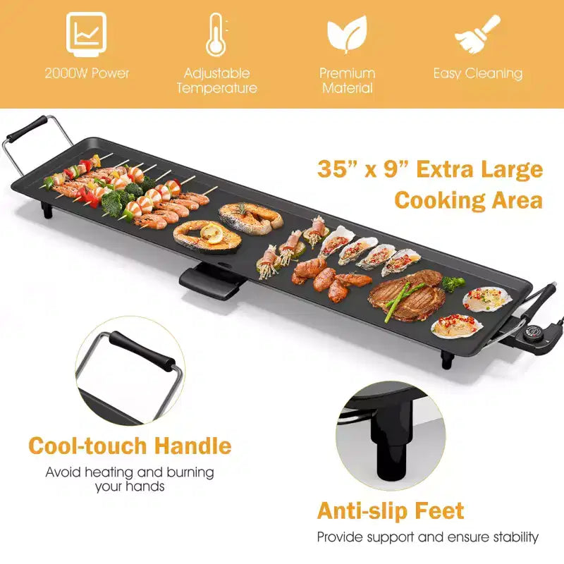 Costway Electric Teppanyaki Table Top Grill Griddle BBQ Barbecue Nonstick Camping
